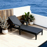 TYSF2591 Black Rattan Adjustable Armrest Outdoor Sun Lounger – Hvar Croatia Coastal Terrace Luxury Relaxed Outdoor Reclining Sunbed