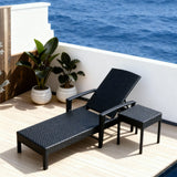 TYSF2591 Black Rattan Adjustable Armrest Outdoor Sun Lounger – Hvar Croatia Coastal Terrace Luxury Relaxed Outdoor Reclining Sunbed