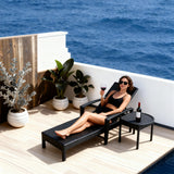 TYSF2591 Black Rattan Adjustable Armrest Outdoor Sun Lounger – Hvar Croatia Coastal Terrace Luxury Relaxed Outdoor Reclining Sunbed