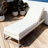 TYSF2593 Black Frame Sky Blue Cushion Adjustable Outdoor Sun Lounger – San Juan Puerto Rico Coastal Terrace Luxury Vibrant Outdoor Reclining Sunbed