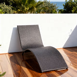 TYSF2597 Curved Rattan Armless Outdoor Sun Lounger (Dark Grey & Dark Brown Options) – Mykonos Greece Coastal Terrace Luxury Relaxed Outdoor Sunbed