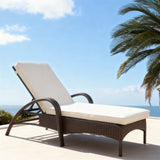 TYSF2608 Cream Rattan Adjustable Armrest Outdoor Sun Lounger with Fiery Red Cushions – Anguilla Caribbean Coastal Terrace Luxury Vibrant Outdoor Reclining Sunbed