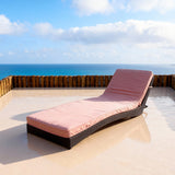 TYSF2615 Black Rattan Curved Adjustable Outdoor Sun Lounger with Blush Pink Cushions – Tulum Mexico Coastal Terrace Luxury Relaxed Outdoor Reclining Sunbed