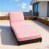 TYSF2615 Black Rattan Curved Adjustable Outdoor Sun Lounger with Blush Pink Cushions – Tulum Mexico Coastal Terrace Luxury Relaxed Outdoor Reclining Sunbed