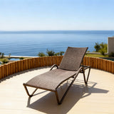 TYSF2623 Dark Grey Rattan Curved Adjustable Outdoor Sun Lounger – Marbella Spain Coastal Terrace Luxury Relaxed Outdoor Reclining Sunbed