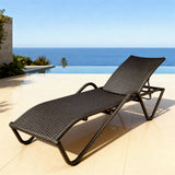 TYSF2623 Dark Grey Rattan Curved Adjustable Outdoor Sun Lounger – Marbella Spain Coastal Terrace Luxury Relaxed Outdoor Reclining Sunbed