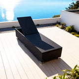 TYSF2632 Black Mesh Adjustable Backrest Outdoor Sun Lounger – French Riviera Coastal Terrace Minimalist Luxury Relaxed Outdoor Reclining Sunbed