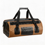 WDF1901 Brown Roll Top Waterproof Motorcycle Dry Duffel Bag with Front Zipper Pocket