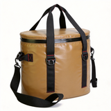 WCB1906 Khaki Round Waterproof Insulated Cooler Bucket Bag with Detachable Shoulder Strap for Camping Fishing