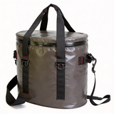 WCB1906 Khaki Round Waterproof Insulated Cooler Bucket Bag with Detachable Shoulder Strap for Camping Fishing