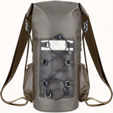WBP1908 Khaki Roll Top Waterproof Dry Backpack with Reflective Strip & Bungee Cord for Camping Hiking