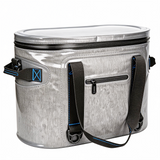 WCB1903-1 Silver Grey Waterproof Insulated Cooler Bag with Front Zipper Pocket for Beach Picnic Camping
