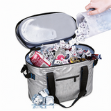 WCB1903-1 Silver Grey Waterproof Insulated Cooler Bag with Front Zipper Pocket for Beach Picnic Camping