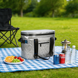 WCB1903-1 Silver Grey Waterproof Insulated Cooler Bag with Front Zipper Pocket for Beach Picnic Camping