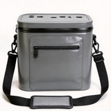 WCB1904 Grey Portable Soft Cooler Bag with Cup Holder Lid & Detachable Shoulder Strap for Park Picnic
