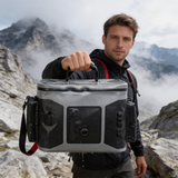 WCB1912 Red Black Waterproof Insulated Cooler Bag with Multi Side Pockets & Rubber Top Handle for Fishing Camping