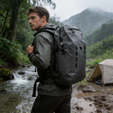 WBP1905 Tan Heavy Duty Fully Waterproof Dry Backpack with Multi Straps for Outdoor Hiking Kayaking