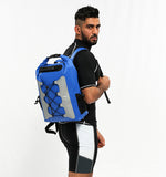 WBP1907 Grey Orange Roll Top Waterproof Dry Backpack with Front Bungee Cord for Hiking Camping