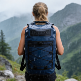 WBP1909 Blue Roll Top Waterproof Dry Backpack with Front Bungee Storage for Kayaking Boating