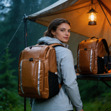 WBP1911 Brown Water Resistant Hiking Backpack with Reflective Strip for Rainy Outdoor Camping Travel