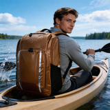 WBP1911 Brown Water Resistant Hiking Backpack with Reflective Strip for Rainy Outdoor Camping Travel