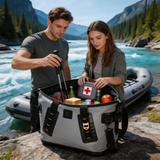 WCB1913 Grey Roll Top Waterproof Dry Duffel Bag with Gold Hardware & Padded Handle for Motorcycle Camping