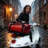 WDF1902 Red Roll Top Waterproof Motorcycle Dry Duffel Bag with Reflective Strips