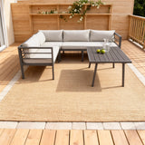 WLSF2511 Dark Grey Metal Frame L-Shaped Outdoor Sectional Sofa Set with Square Coffee Table – Santa Barbara California Modern Luxury Patio Furniture Set