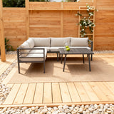 WLSF2511 Dark Grey Metal Frame L-Shaped Outdoor Sectional Sofa Set with Square Coffee Table – Santa Barbara California Modern Luxury Patio Furniture Set