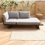 WLSF2526S1 Black Metal Frame Modular Outdoor Sofa with Light Grey Cushions – New England Countryside Patio Seating