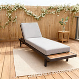 WLSF2526S2 Black Metal Frame Adjustable Outdoor Chaise Lounge with Wooden Side Shelf – New England Countryside Patio Daybed