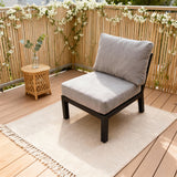 WLSF2526S6 Black Metal Frame Modular Outdoor Corner Chair with Light Grey Cushions – New England Countryside Patio Seating