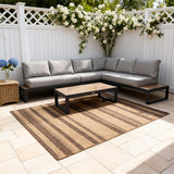 WLSF2530 Black Metal L-Shaped Outdoor Sectional with Wooden Extensions & Coffee Table – Charleston Traditional Patio Furniture Set