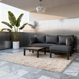 WLSF2531 Black Metal L-Shaped Outdoor Sectional with Wooden Top Coffee Table – Berlin Rooftop Modern Patio Furniture Set