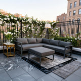 WLSF2535 Dark Grey Aluminum L-Shaped Outdoor Sectional with Ottoman – French Chateau Luxury Patio Set