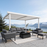 WLSF2542 Black Aluminum Outdoor Modular Sectional Sofa Set with Coffee Table – Modern Grey Fabric Patio Furniture