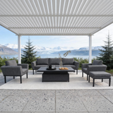 WLSF2542 Black Aluminum Outdoor Modular Sectional Sofa Set with Coffee Table – Modern Grey Fabric Patio Furniture