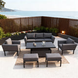 WLSF2543 Black Aluminum Outdoor 5-Piece Conversation Set with Coffee Table & Ottomans – Coastal Grey Fabric Patio Furniture