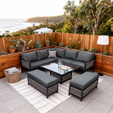 WLSF2545 Wicker Rattan L-Shaped Outdoor Sectional Sofa Set with Coffee Table – Coastal Australian Patio Furniture