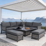 WLSF2545 Wicker Rattan L-Shaped Outdoor Sectional Sofa Set with Coffee Table – Coastal Australian Patio Furniture