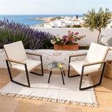 WLSF2546 White Aluminum Outdoor Lounge Chair Set with Side Table – Mediterranean Coastal Patio Furniture