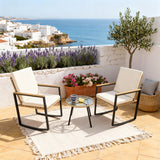 WLSF2546 White Aluminum Outdoor Lounge Chair Set with Side Table – Mediterranean Coastal Patio Furniture