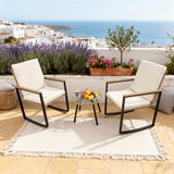 WLSF2546 White Aluminum Outdoor Lounge Chair Set with Side Table – Mediterranean Coastal Patio Furniture