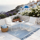 WLSF2548 White Aluminum Outdoor Lounge Chair Set with Side Table – Santorini Coastal Patio Furniture