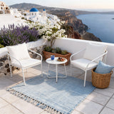 WLSF2548 White Aluminum Outdoor Lounge Chair Set with Side Table – Santorini Coastal Patio Furniture