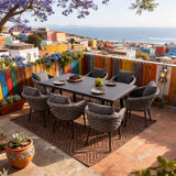 WLSF2549 9-Piece Rope Weave Outdoor Dining Set with Polywood Table – Colorful Coastal Patio Furniture