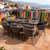 WLSF2549 9-Piece Rope Weave Outdoor Dining Set with Polywood Table – Colorful Coastal Patio Furniture