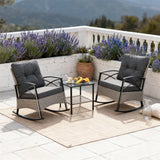 WLSF2551 3-Piece Wicker Rocking Chair Outdoor Set with Glass Side Table – Rustic Farmhouse Patio Furniture