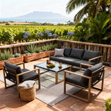 WLSF2553 Aluminum Outdoor 4-Piece Conversation Set with Glass Coffee Table – South African Coastal Vineyard Patio Furniture