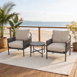 WLSF2559 3-Piece Rope Weave Outdoor Chair Set with Round Side Table – Coastal Beach Patio Furniture